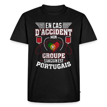 Portugais Groupe Sanguin Cadeau Portugal Football - T-shirt Premium bio Homme - noir - Devant - Nico (187cm)