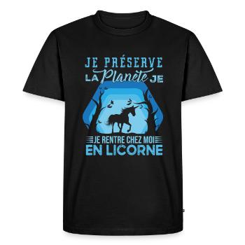 Je Rentre En Licorne Humour Environnement Écologie - T-shirt Premium bio Homme - noir - Devant - Nico (187cm)