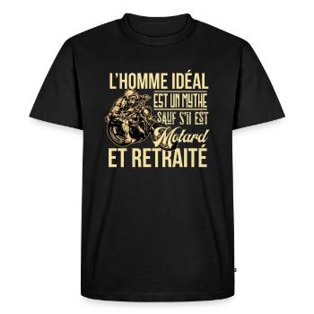 Motard À La Retraite Humour Idée Cadeau Moto - T-shirt Premium bio Homme - noir - Devant - Nico (187cm)