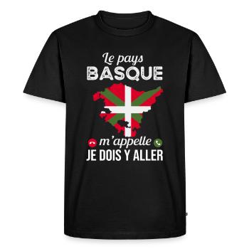 Le Pays Basque M'appelle Cadeau Humour - T-shirt Premium bio Homme - noir - Devant - Nico (187cm)