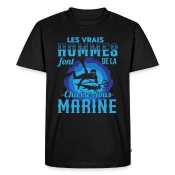 Chasse Sous Marine Humour Plongeur Cadeau - T-shirt Premium bio Homme - noir - Devant - Nico (187cm)
