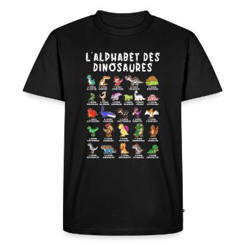 Dinosaures Alphabet Apprendre Abécédaire Cadeau - T-shirt Premium bio Homme - noir - Devant - Nico (187cm)