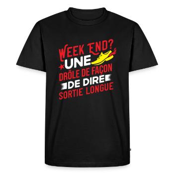 Sortie Longue Humour Marathon Idée Cadeau Marathon - T-shirt Premium bio Homme - noir - Devant - Nico (187cm)