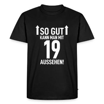 19. Geburtstag - Männer Premium Bio T-Shirt - Schwarz - Vorne - Nico (187cm)