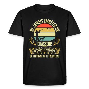 Chasseur Idée Cadeau Original Humour Chasse - T-shirt Premium bio Homme - noir - Devant - Nico (187cm)