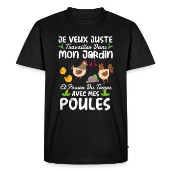 Jardin Et Poules Humour Idée Cadeau Jardinage - T-shirt Premium bio Homme - noir - Devant - Nico (187cm)