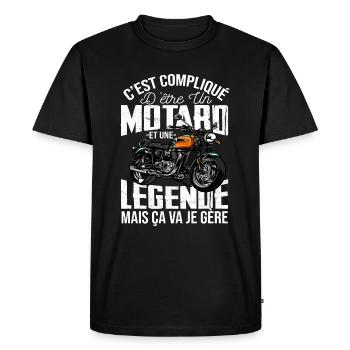 Motard De Légende Humour Homme Cadeau Moto - T-shirt Premium bio Homme - noir - Devant - Nico (187cm)