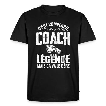 Coach De Légende Humour Coaching Sportif Cadeau - T-shirt Premium bio Homme - noir - Devant - Nico (187cm)