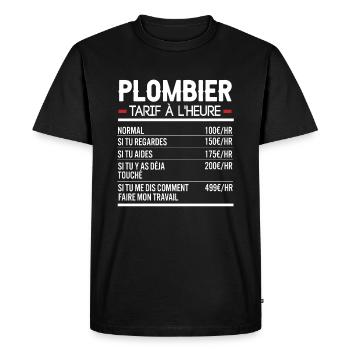 Plombier Idée Cadeau Humour Plomberie - T-shirt Premium bio Homme - noir - Devant - Nico (187cm)