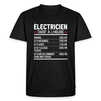 Électricien Idée Cadeau Humour - T-shirt Premium bio Homme - noir - Devant - Nico (187cm)
