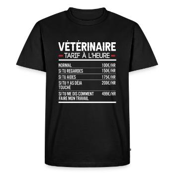 Vétérinaire Idée Cadeau Humour Véto - T-shirt Premium bio Homme - noir - Devant - Nico (187cm)
