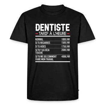 Dentiste Idée Cadeau Humour - T-shirt Premium bio Homme - noir - Devant - Nico (187cm)
