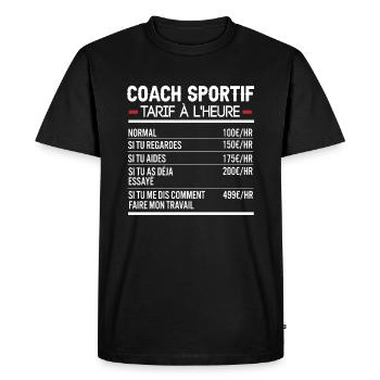 Coach Sportif Idée Cadeau Humour Sports - T-shirt Premium bio Homme - noir - Devant - Nico (187cm)