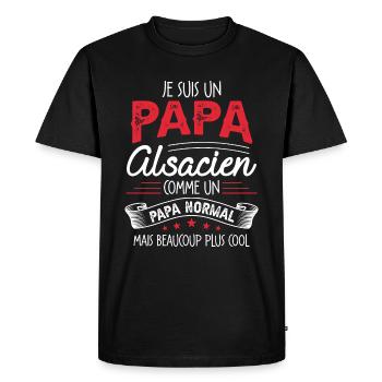 Papa Alsacien Humour Cadeau De Noël Personnalisé - T-shirt Premium bio Homme - noir - Devant - Nico (187cm)