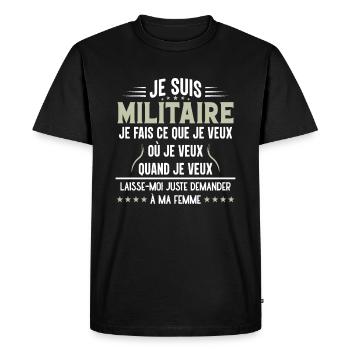 Militaire En Couple Idée Cadeau Pour Mon Mari - T-shirt Premium bio Homme - noir - Devant - Nico (187cm)