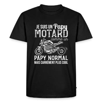 Papy Motard Humour Idée Cadeau Grand Père Biker - T-shirt Premium bio Homme - noir - Devant - Nico (187cm)