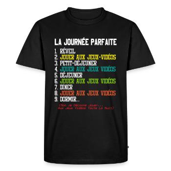 Cadeau Geek Gamer Ado La Journée Parfaite Humour - T-shirt Premium bio Homme - noir - Devant - Nico (187cm)