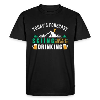 Todays Forecast: Skiing Drinking - Men's Premium Organic T-Shirt - black - Front - Nico (187cm)