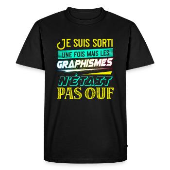Graphismes Pas Ouf Gaming Jeux Vidéos Cadeau - T-shirt Premium bio Homme - noir - Devant - Nico (187cm)