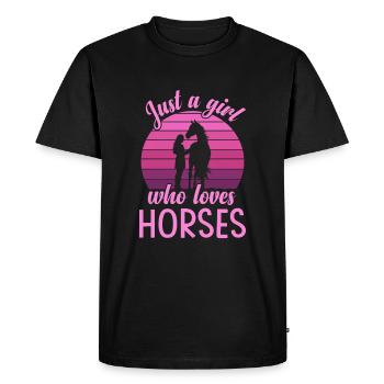 Fille Cheval Pferd Juste Une Fille - T-shirt Premium bio Homme - noir - Devant - Nico (187cm)