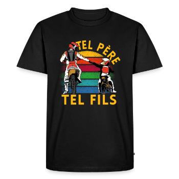 Tel Père Tel Fils Cadeau Motard Humour Motocross - T-shirt Premium bio Homme - noir - Devant - Nico (187cm)