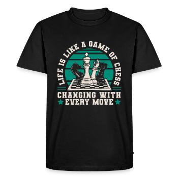 La vie de joueur d’échecs est comme un jeu - T-shirt Premium bio Homme - noir - Devant - Nico (187cm)
