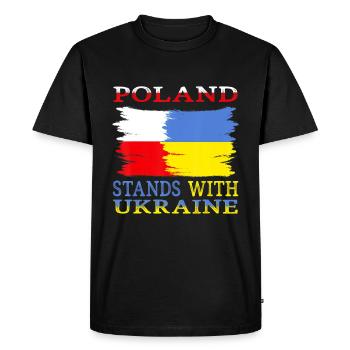 Poland Ukraine Support - Men's Premium Organic T-Shirt - black - Front - Nico (187cm)