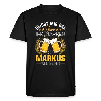Markus - T-shirt Premium bio Homme - noir - Devant - Nico (187cm)