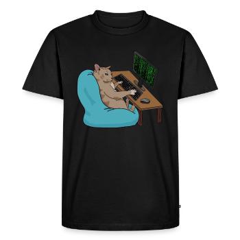 Cat Hacker - Men's Premium Organic T-Shirt - black - Front - Nico (187cm)