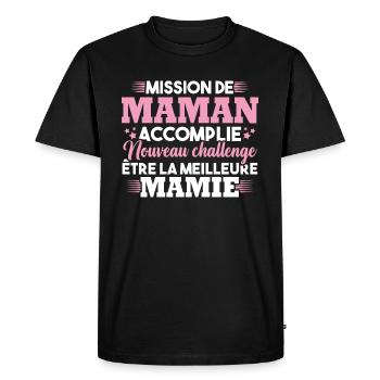 Mission maman accomplie - future meilleure mamie - T-shirt Premium bio Homme - noir - Devant - Nico (187cm)