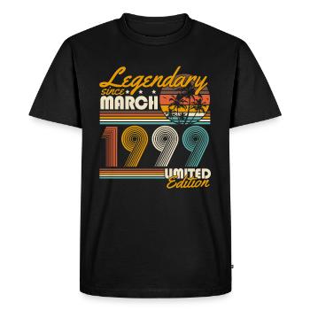 Légendaire depuis mars 1999 Vintage Birthday - T-shirt Premium bio Homme - noir - Devant - Nico (187cm)