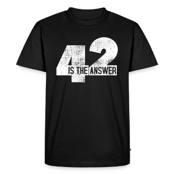 La réponse est 42 - T-shirt Premium bio Homme - noir - Devant - Nico (187cm)