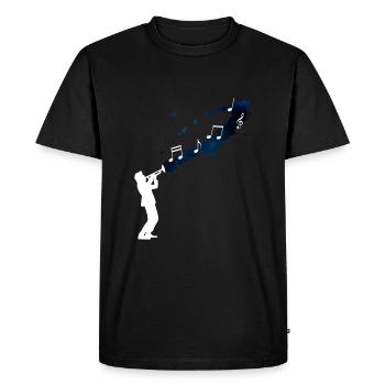 Trumpeter jazz music outer space - Men's Premium Organic T-Shirt - black - Front - Nico (187cm)