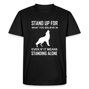 Indien, amérindien, debout, loup - T-shirt Premium bio Homme - noir - Devant - Nico (187cm)