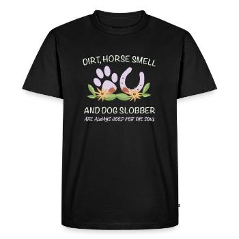 Équitation poney chiens cadeau fer à cheval arabe - T-shirt Premium bio Homme - noir - Devant - Nico (187cm)