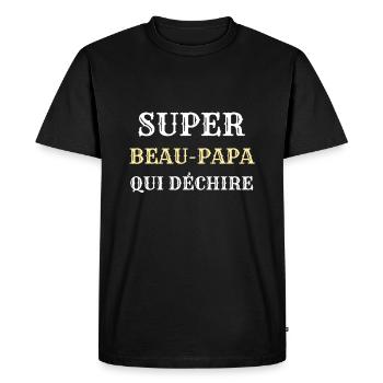 super beau papa qui dechire humour fete des peres - T-shirt Premium bio Homme - noir - Devant - Nico (187cm)