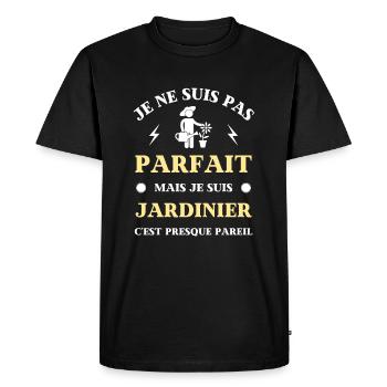 jardinier pas parfait humour jardin homme retraite - T-shirt Premium bio Homme - noir - Devant - Nico (187cm)