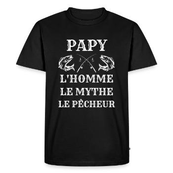 papy pecheur homme mythe humour peche homme papi - T-shirt Premium bio Homme - noir - Devant - Nico (187cm)