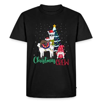 Paresseux et gnome Équitation Llama Santa Hat Noël - T-shirt Premium bio Homme - noir - Devant - Nico (187cm)