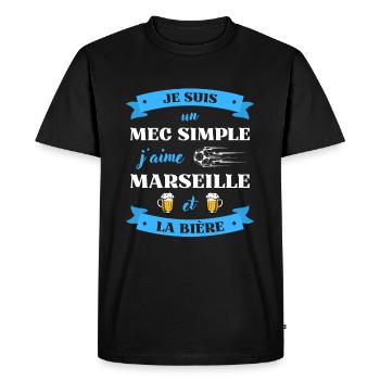 mec simple marseille foot biere humour marseillais - T-shirt Premium bio Homme - noir - Devant - Nico (187cm)