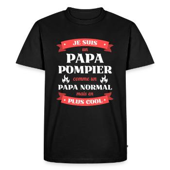 papa pompier cool humour fete des peres cadeau - T-shirt Premium bio Homme - noir - Devant - Nico (187cm)