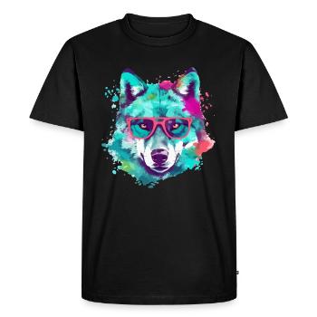 Le loup aux lunettes roses - T-shirt Premium bio Homme - noir - Devant - Nico (187cm)
