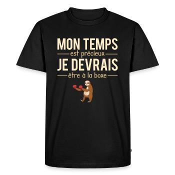 Mon temps est précieux boxe boxeur humour - T-shirt Premium bio Homme - noir - Devant - Nico (187cm)