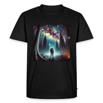 Astronaut Starry Sky Forest Cosmos Art Surreal - Men's Premium Organic T-Shirt - black - Front - Nico (187cm)