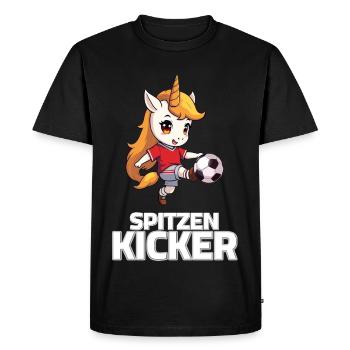 Dicton Licorne Football - Kicker en dentelle - T-shirt Premium bio Homme - noir - Devant - Nico (187cm)
