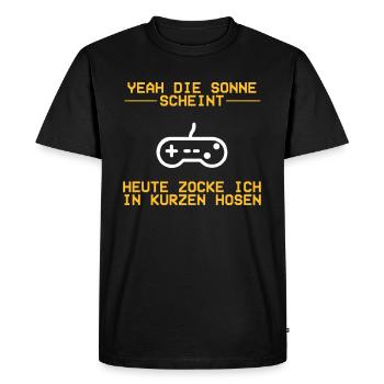 Yeah die Sonne scheint Tassen & Zubehör - Männer Premium Bio T-Shirt - Schwarz - Vorne - Nico (187cm)
