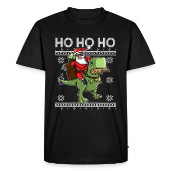 HO HO HO - Cadeaux Gingerbread Man du Père Noël T-Rex - T-shirt Premium bio Homme - noir - Devant - Nico (187cm)