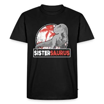 SISTERSAURIER Maillot Fan Sister T Rex Dino - T-shirt Premium bio Homme - noir - Devant - Nico (187cm)