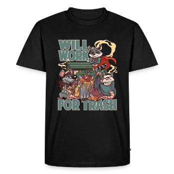Will Work For Trash - Opossum - Superheroes - Men's Premium Organic T-Shirt - black - Front - Nico (187cm)