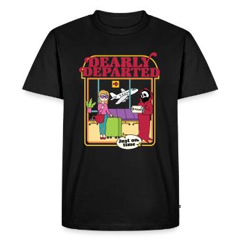 Dearly Departed - Karen - Just On Time - Men's Premium Organic T-Shirt - black - Front - Nico (187cm)